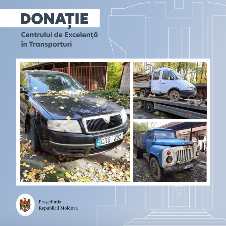 Președinția a donat trei autoturisme din parcul auto Condrița