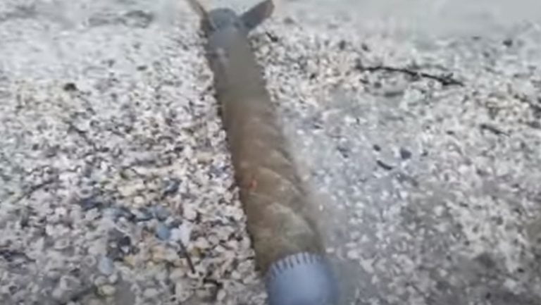 VIDEO/ Un motor de rachetă, adus de valuri pe o plajă din România