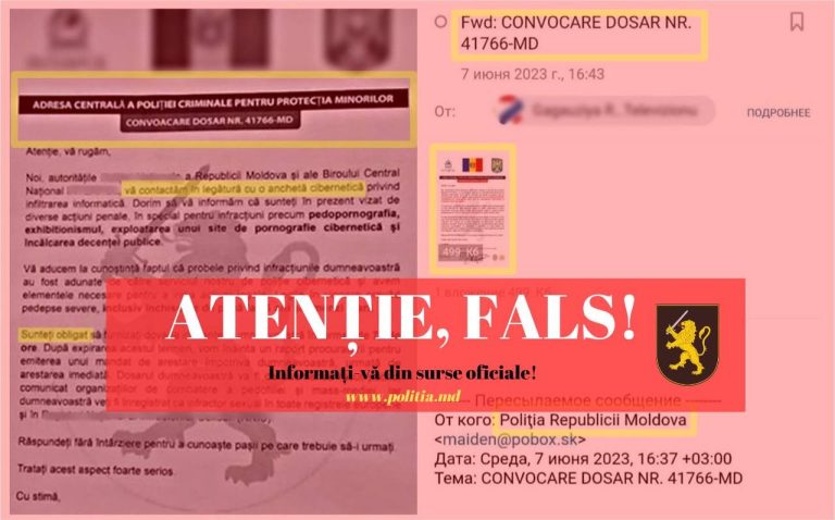 Poliția atenționează: Infractori cibernetici expediază citații false