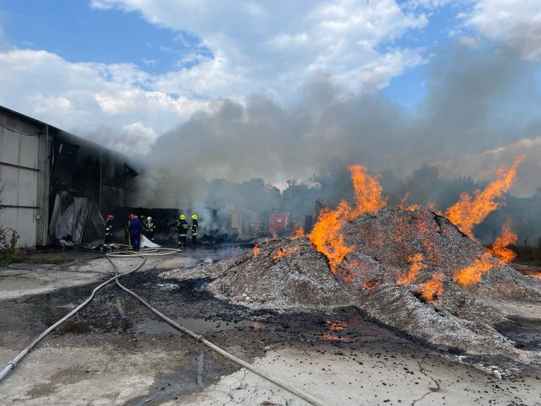 VIDEO/ Incendiu la un depozit din Ghidighici. Peste 60 de  pompieri, mobilizați să lupte cu flăcările