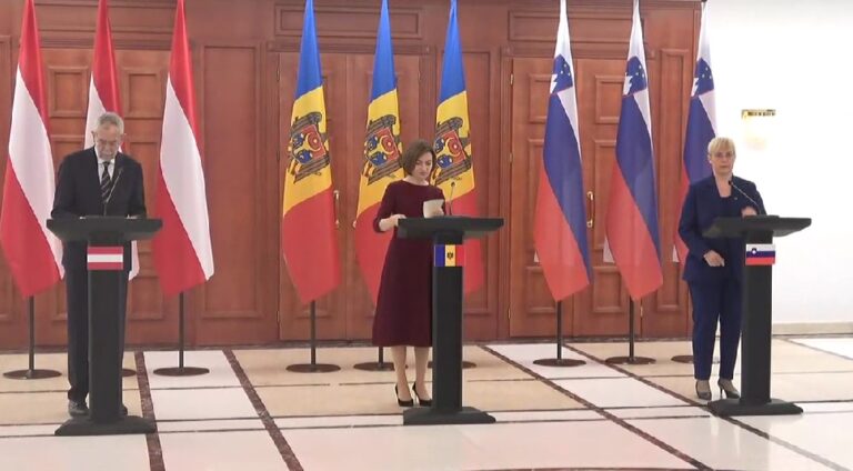LIVE/Maia Sandu, conferință comună cu omologii din Austria și Slovenia