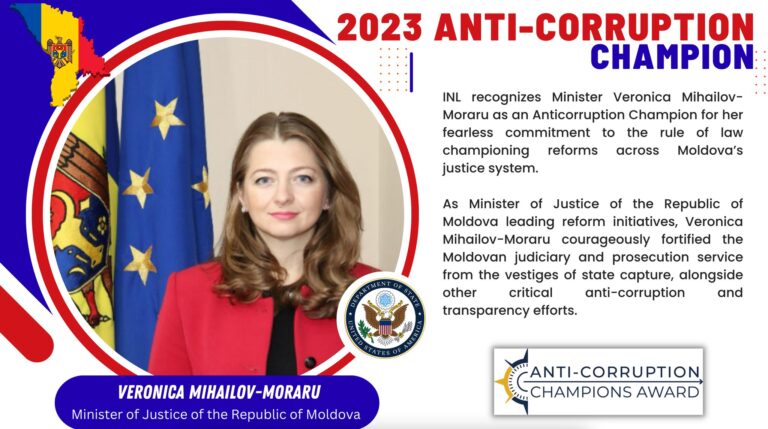 Ministra Justiției, Veronica Mihailov-Moraru, desemnată „Campioană anticorupție”