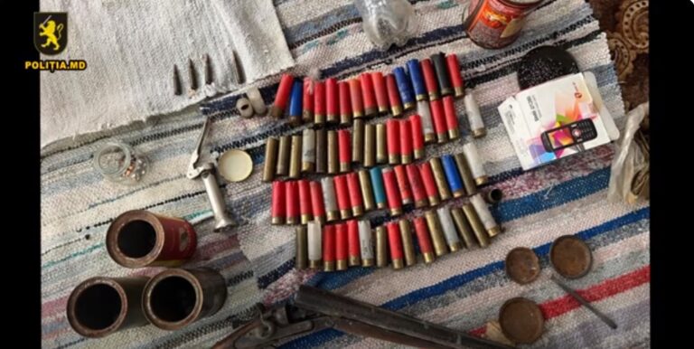 VIDEO/ Arme și muniții deținute ilegal, depistate de polițiști la Vulcănești
