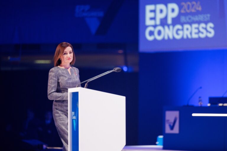 Maia Sandu, la congresul Partidului Popular European: Astăzi, în fața agresiunii, contăm pe voi în calea noastră de aderare la UE