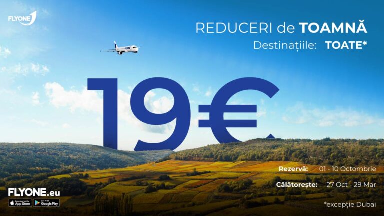 (P) La FLYONE ai zboruri la doar 19 Euro!