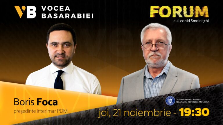 VIDEO/ Emisiunea FORUM din 21 noiembrie. Invitat: Boris Foca, președinte interimar PDM