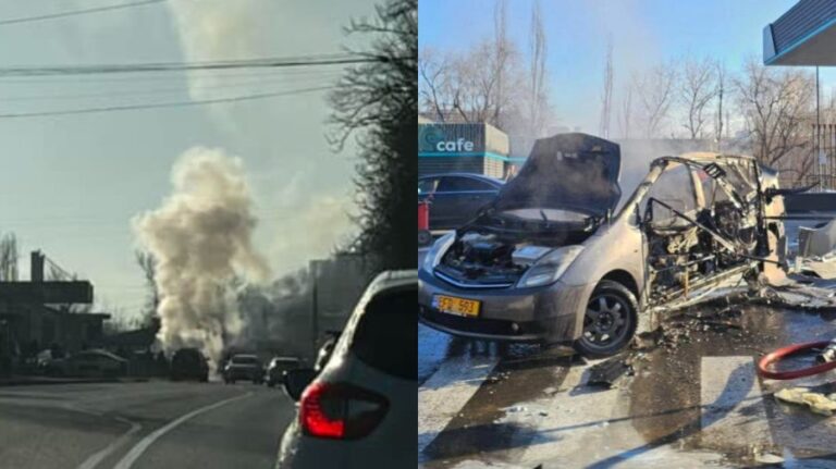 O mașină a explodat pe strada Albișoara din Capitală, lângă o stație de alimentare cu gaz