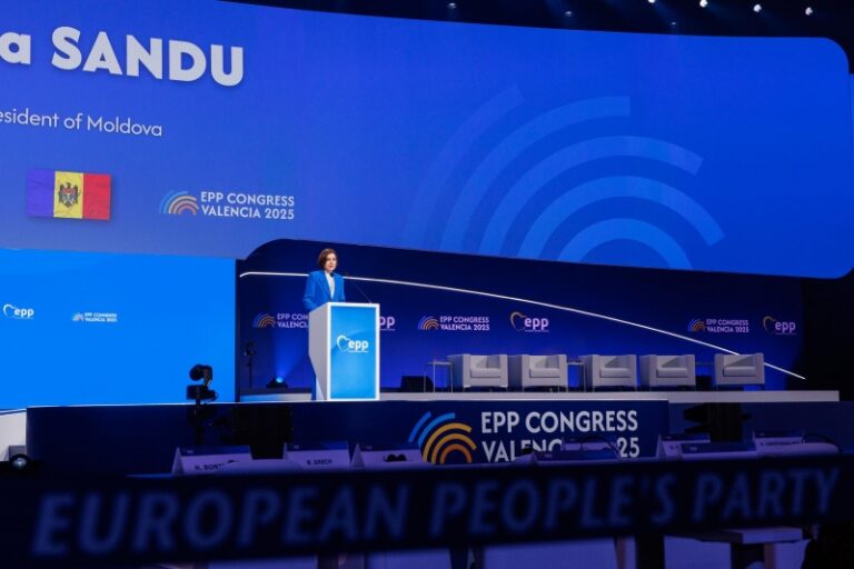 Maia Sandu, la Congresul PPE: Moldova luptă pentru Europa, în ciuda presiunilor hibride ale Rusiei