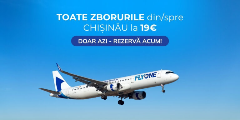 WOW! doar 19 EURO pentru toate destinațiile FLYONE din/spre Chișinău!