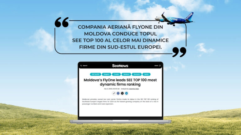 FLYONE: Lider în clasamentul “SEE TOP 100 – cele mai dinamice companii din Europa de Sud-Est