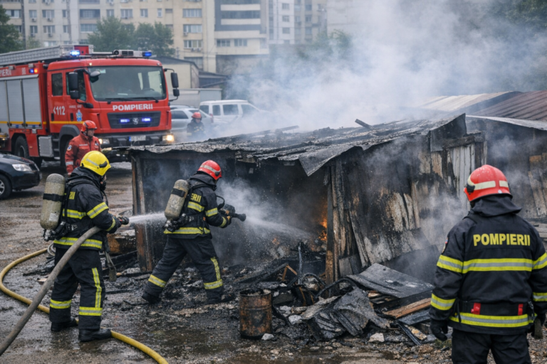 Incendiu într-o parcare din Chișinău: Un bărbat a ajuns la spital