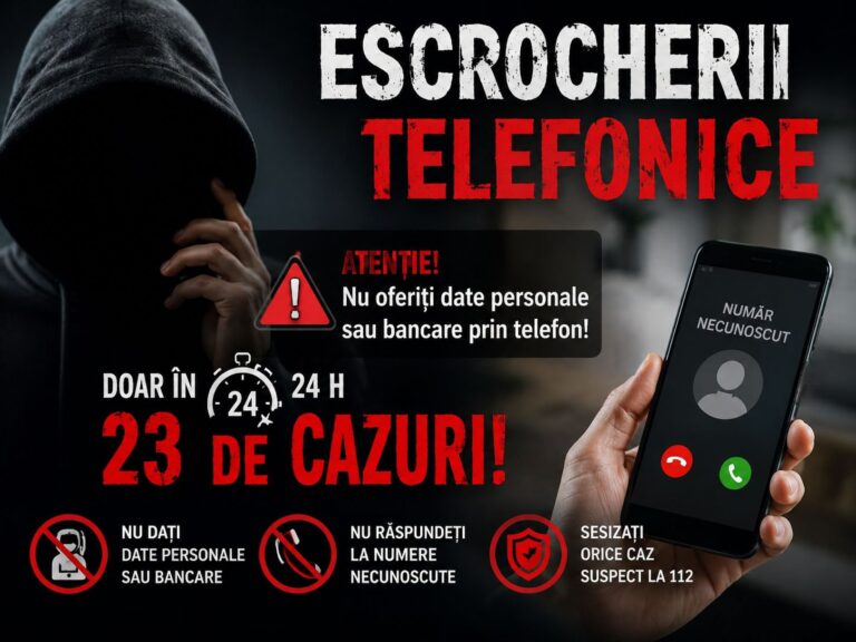 Zeci de cazuri de escrocherie prin telefon, raportate într-o singură zi. Cetățenii îndemnați să fie vigilenți